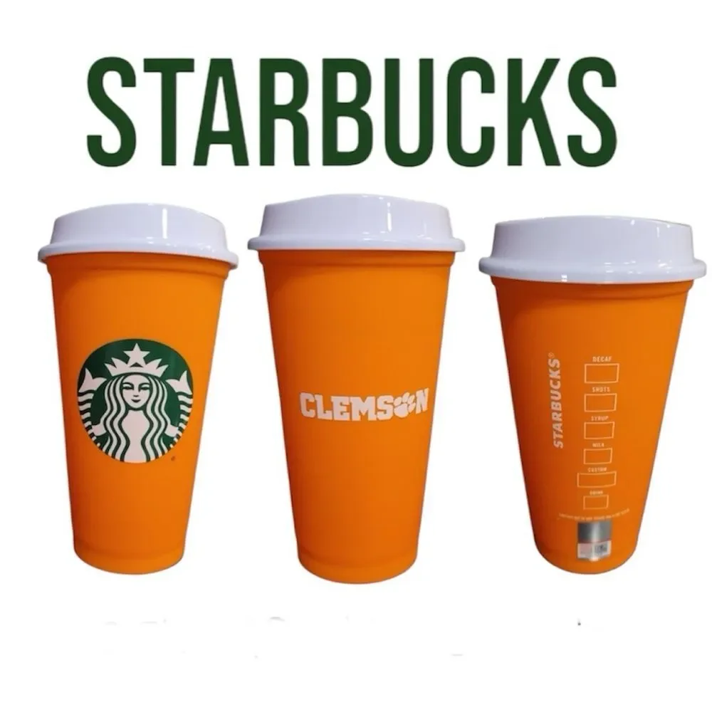 Starbucks Clemson University Reusable Hot Cup 6/16oz Orange Tigers Never used